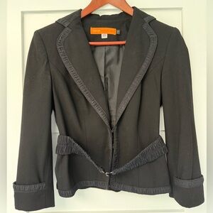 Cynthia Steffe Black Ruffle-Trim Single-Button Blazer